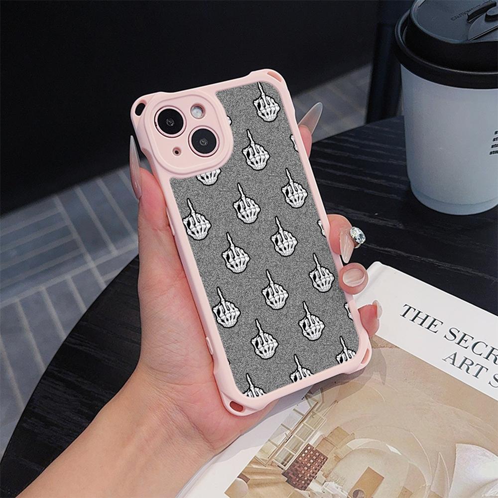 Ae80 Gesture Greeting Design Art Soft Phone Cases for iPhone 16 15 14 13 12 11 Pro Max 8 Plus XR with Wrist Strap Lanyard Corner Protection Back Cover