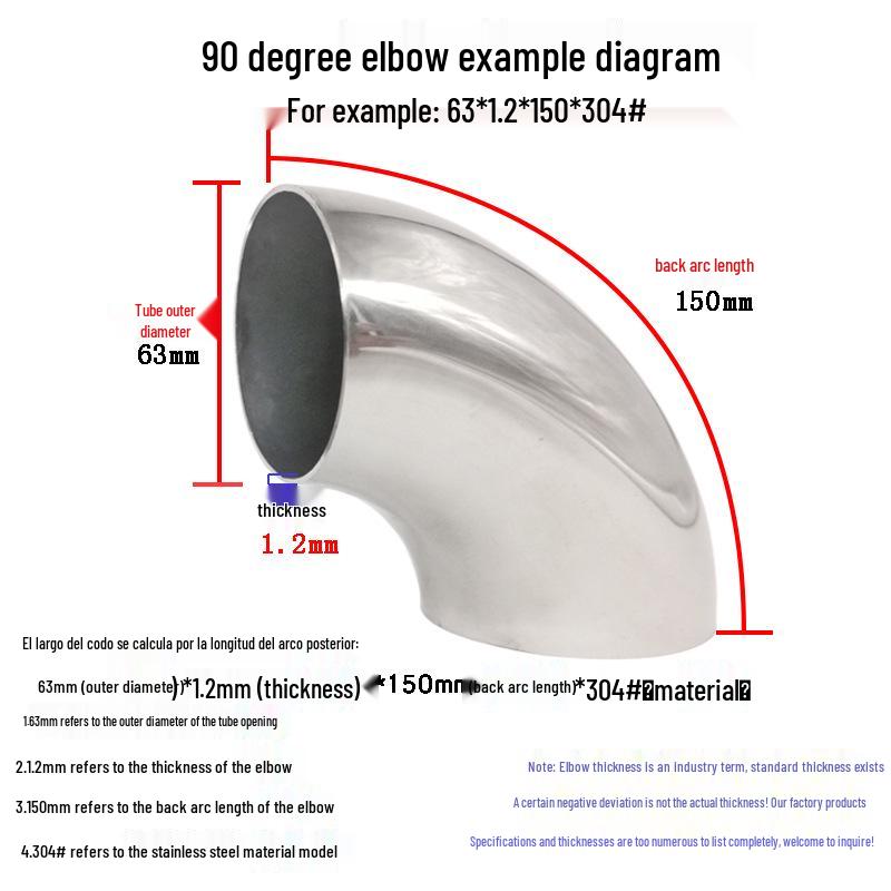 304 Stainless Steel 90° Elbow for Exhaust and Handrail Systems