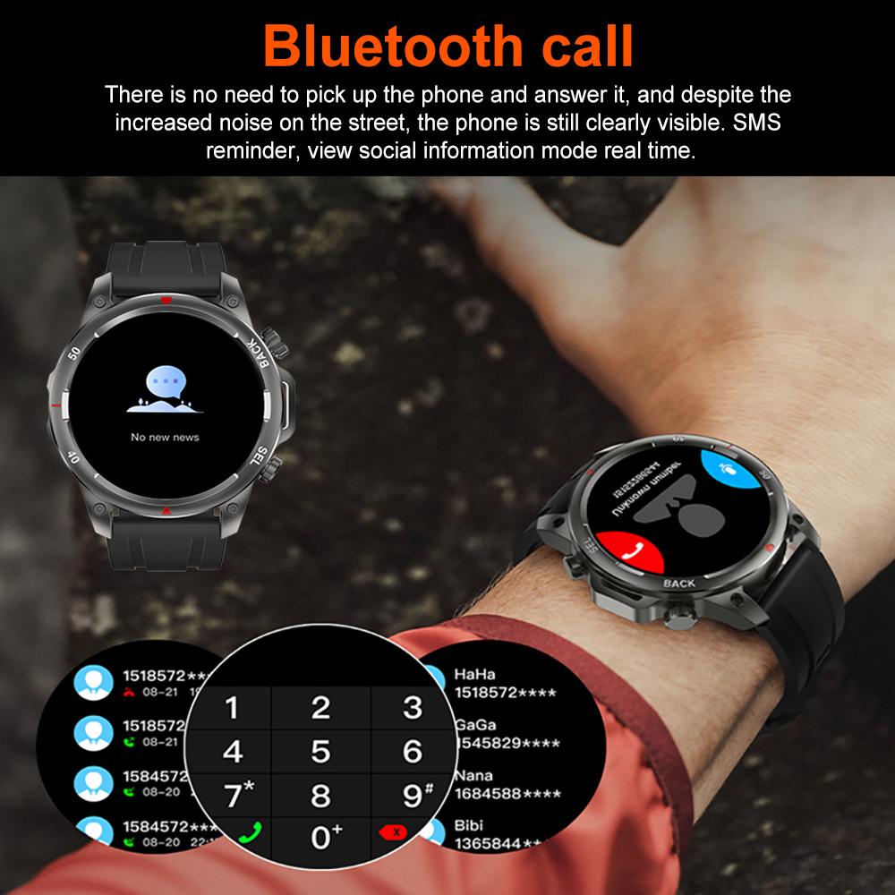2025 Men's Sports Smartwatch Men Compass Fitness Tracker IP68 Waterproof Bluetooth Call Smartwatch Man Compatible Android IOS