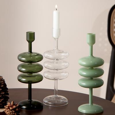 Nordic Colorful Glass Candle Holder Candlestick Holder for Wedding Table Centerpieces Modern Living Room Decor Candlestick Gift