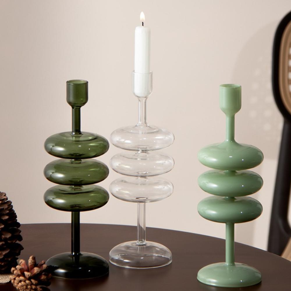 Nordic Colorful Glass Candle Holder Candlestick Holder for Wedding Table Centerpieces Modern Living Room Decor Candlestick Gift