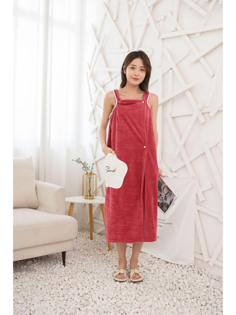Star Bathrobe Coral Fleece Women's Wearable Towel – Thick, Absorbent, Versatile with Straps