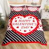 Happy Valentine'S Day Duvet Cover Pink Red Heart Mystery Starry Sky Bedding Set Romantic Love Pattern Black Galaxy Quilt Cover
