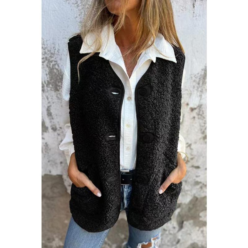 IHUASU Women's Vintage Casual Solid Color Print Spring Autumn SleevelessJackets & Coats Unique Design