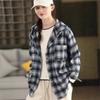 Johnature Women Vintage Plaid Shirts Hooded Autumn Blouses Button Long Sleeve Loose Cotton Soft Female Casual Shirts