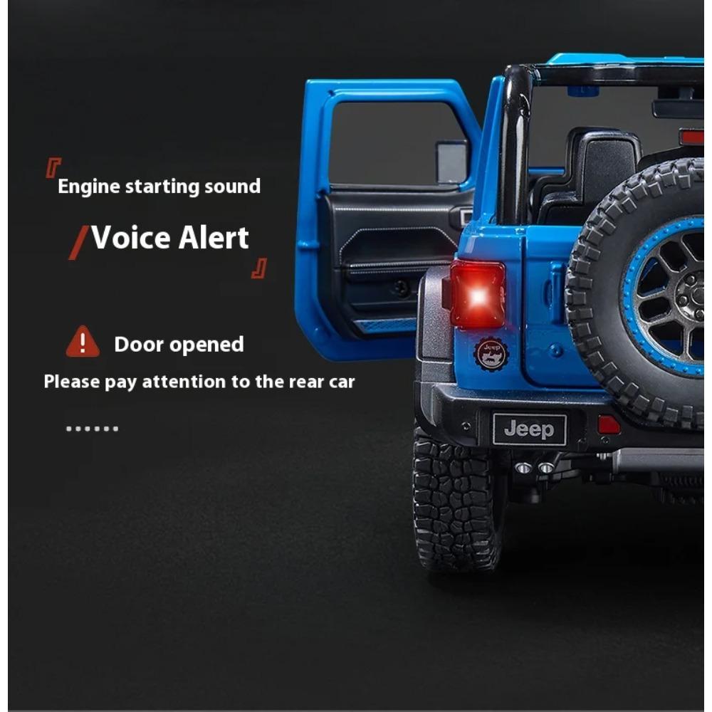 1/18 Jeep Wrangler Rubicon Convertible Version Off Road SUV Alloy Diecast Car Model Sound & Light Children Toys Birthday Gifts