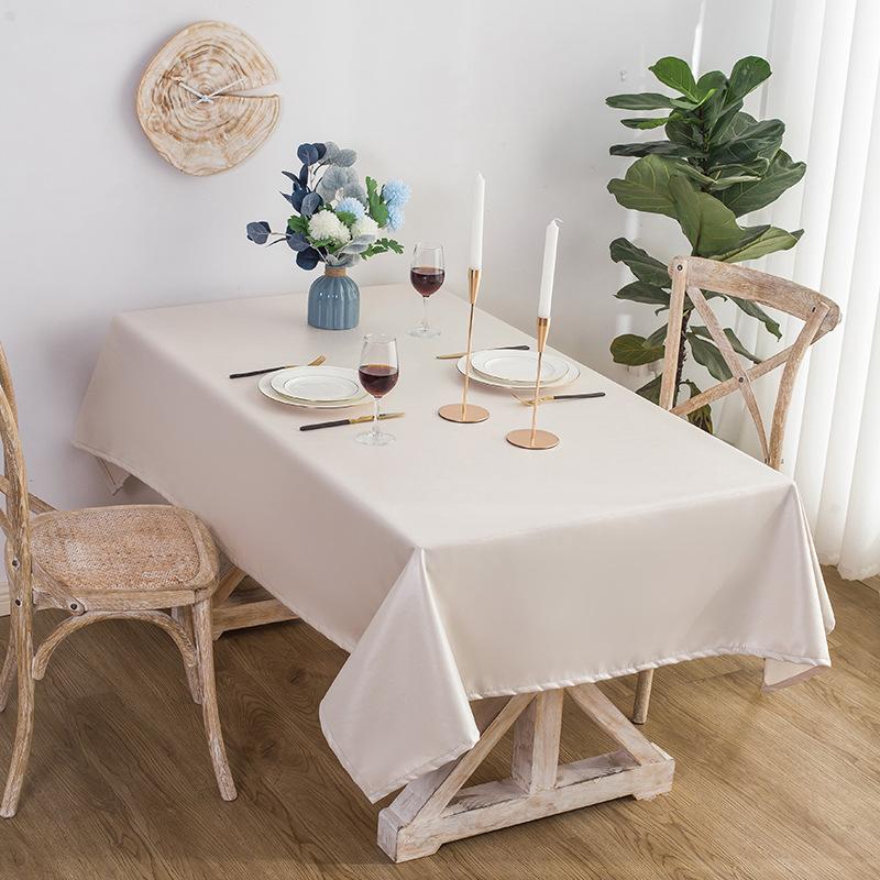 Japanese Linen-Cotton Tablecloth Waterproof Oil-Proof Wash-Free Solid Color Rectangular Dust-Proof Cover Tablecloth Soft Drape