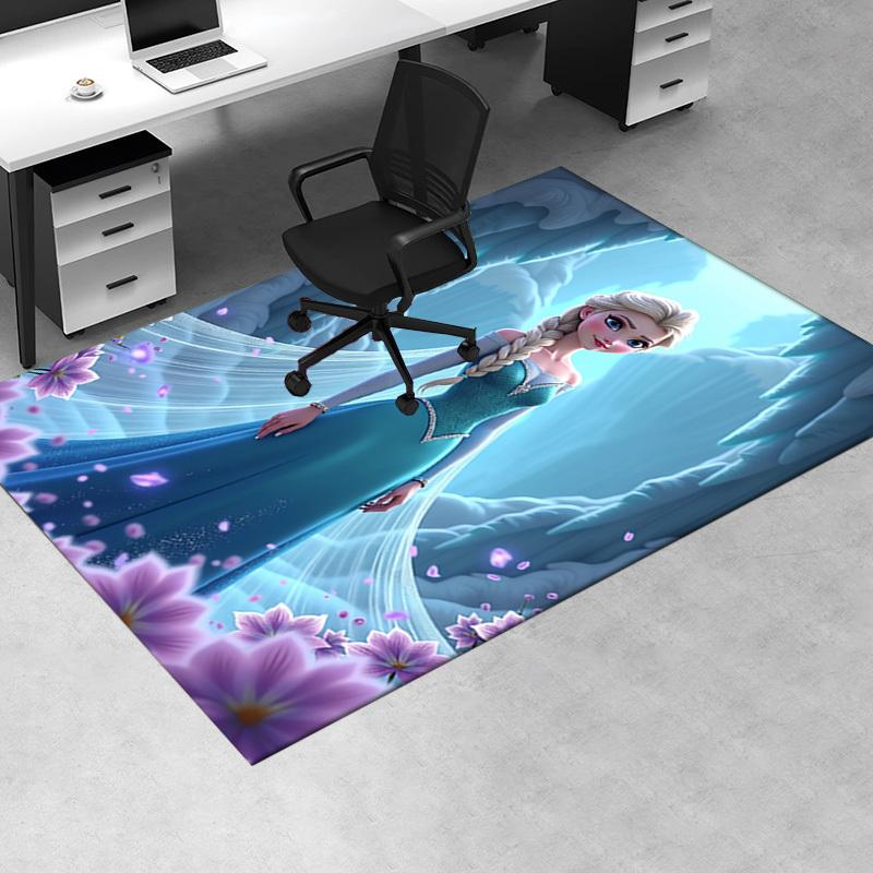 3D Printed Elsa,Frozen,Ice Palace Anti-Slip Rug - Machine Washable Office Rug for Living Room, Bedroom, Office - Multiple Sizes