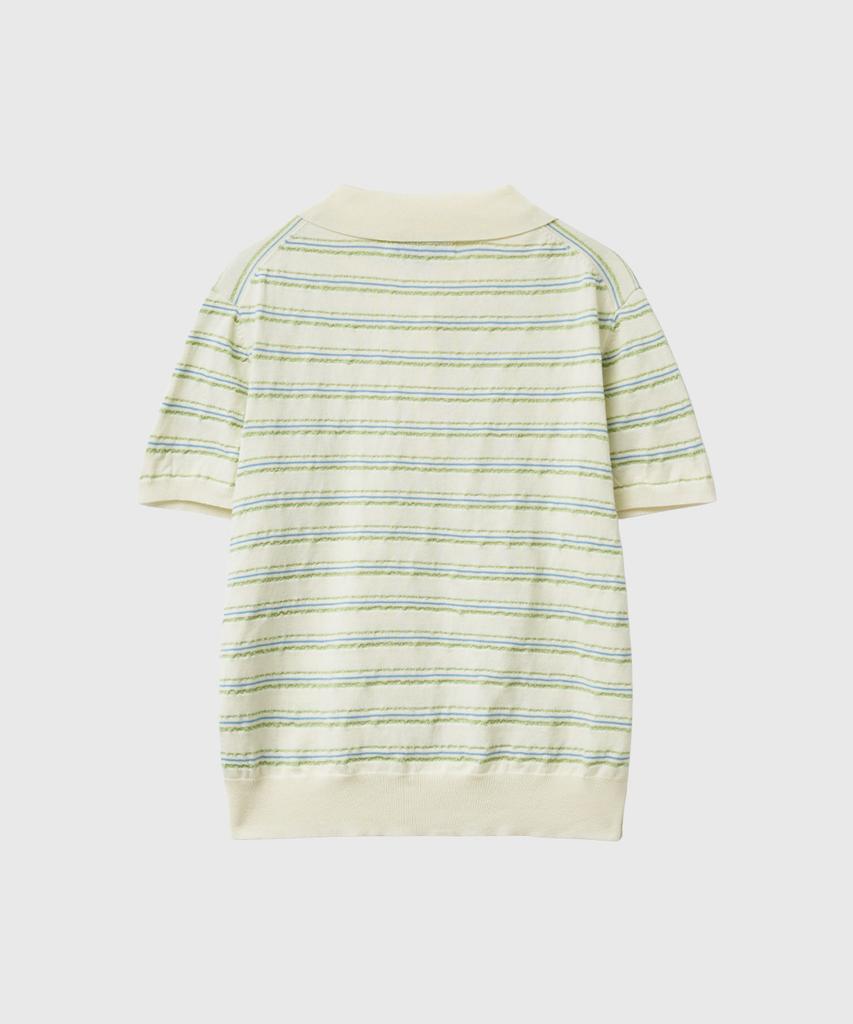 GENERALIDEA Striped Collar Half Knit [Ivory] / Gf2Lkp525