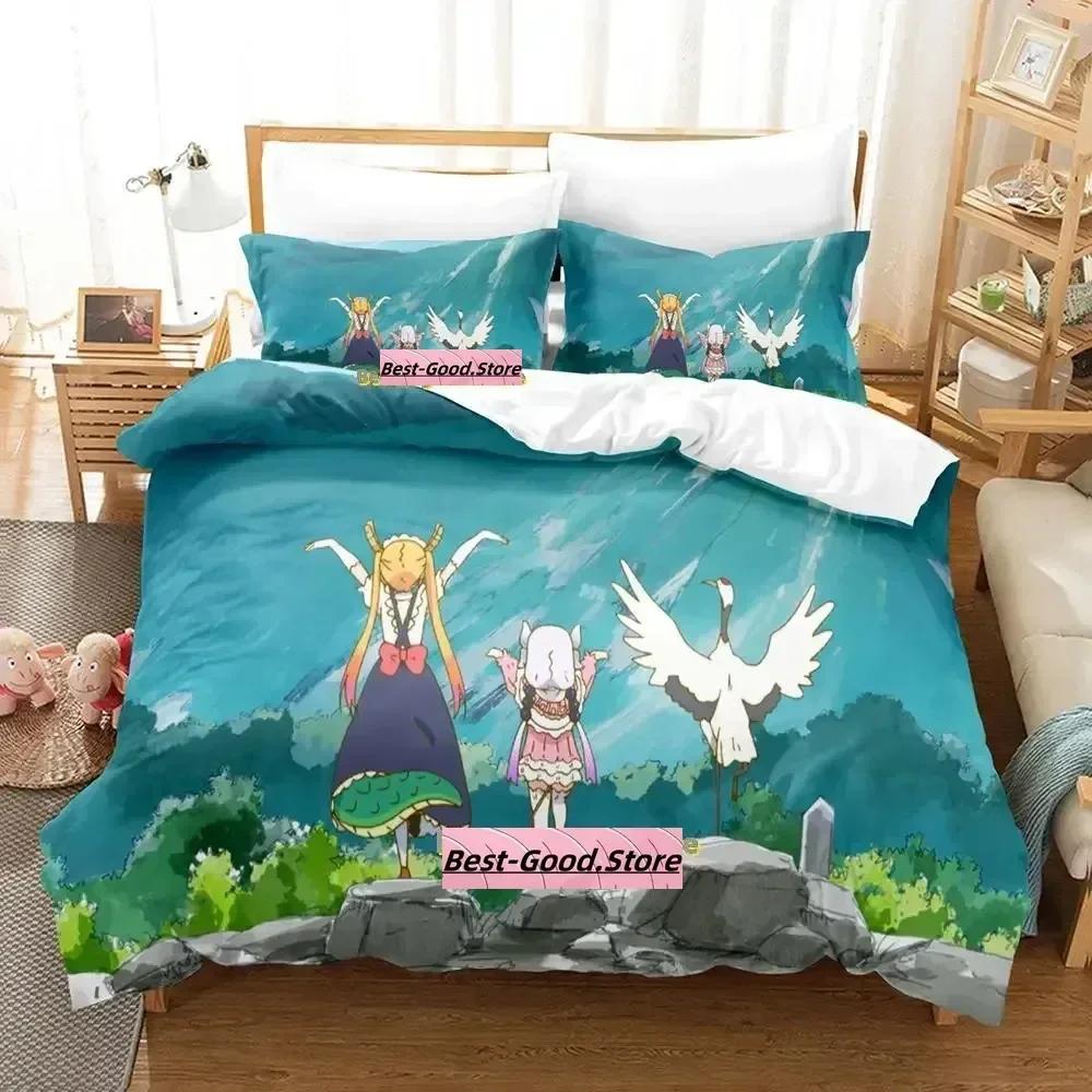 Mis Kobayashi's Dragon Maid Beding Set Printed Bed Linen Set With Pilowcase Bed Soft Duvet Cover Soft Quen Super King-Sized Dimensionsd Dimensions
