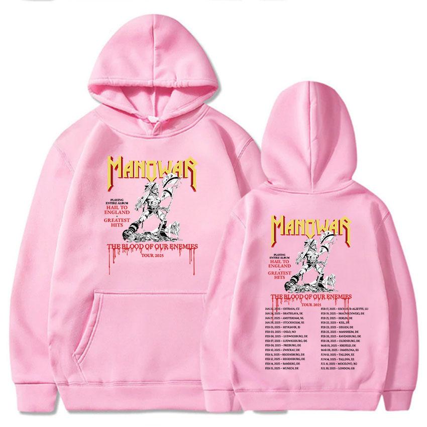 Manowar The Blood Our Enemies Tour 2025 Hoodies Winter Hip Hop Heavy Mental Band Sweatshirts