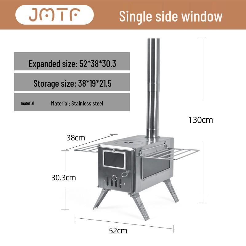 Outdoor Camping Stainless Steel Folding Wood Stove - Tent Heating, Lighting, Picnic - Cross-border Tourism