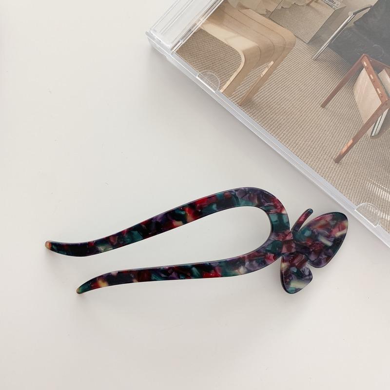 Mode Acetat Haarstäbe für Frauen Schmetterling Haarspangen Nadeln Minimalistisch Bunt U-Form Mädchen Haarnadeln Haarknotenmacher Kopfschmuck