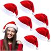Fluffy Red Santa Hats Set with Plush Brim and Liner for Adults Men Women Christmas New Year Party Supplies and Gifts Xmas Hats