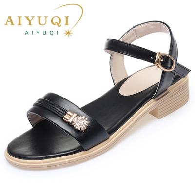 Sandal Women Formal Fashion Summer Thick Heel Non-slip Sandal Lady Versatile Open-toe Roman Sandal Lady