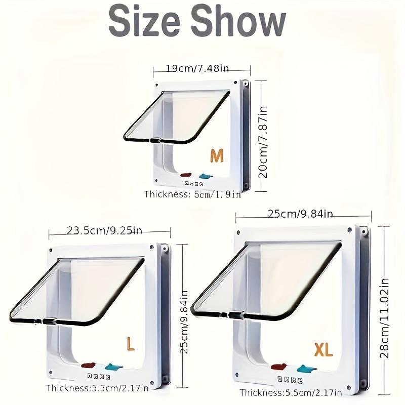 ABS Pet Door for Cats and Dogs, Weatherproof 4-Way Lock, Easy Installation and Free Entry, Multiple Sizes M, L and XL