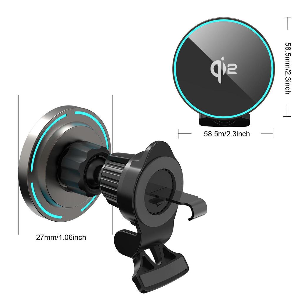Qi2 15W Magnetic Wireless Car Charger & Phone Holder for Apple MagSafe