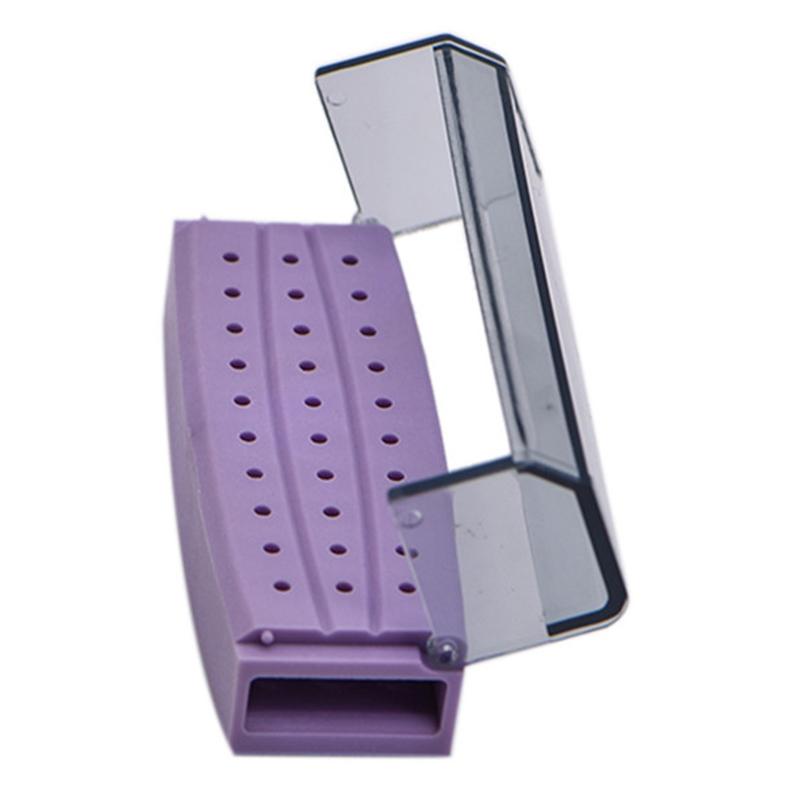 Dental Burs Bohrer Halter 30 Löcher Kunststoff Bur Block Bohrer Platzierung Box Autoklav Desinfektion Lila/Blau