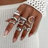 DIEZI 9pcs/set Hip Hop Hollow Metal Finger Rings For Women Girls Men Punk Gold Silver Color Geometric Knuckle Joint Ring Jewelry