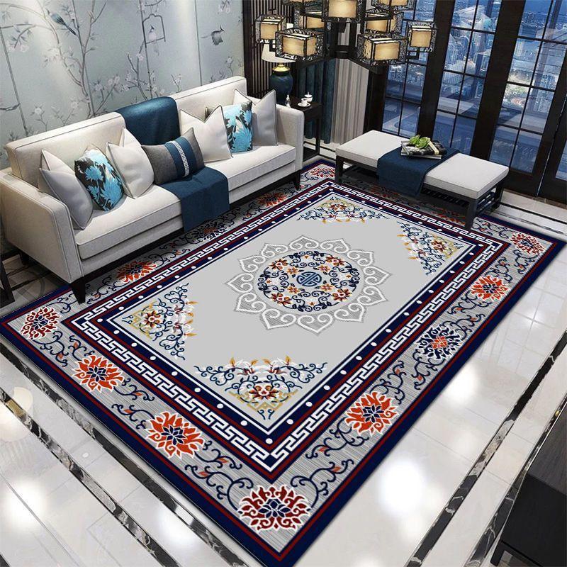 Flower Patterned Area Rug, Washable Floor Mat, for Living Room/ Bedroom/ Kitchen/ Patio/ Dining Room, Stylish Home Decor Large Area Rug
