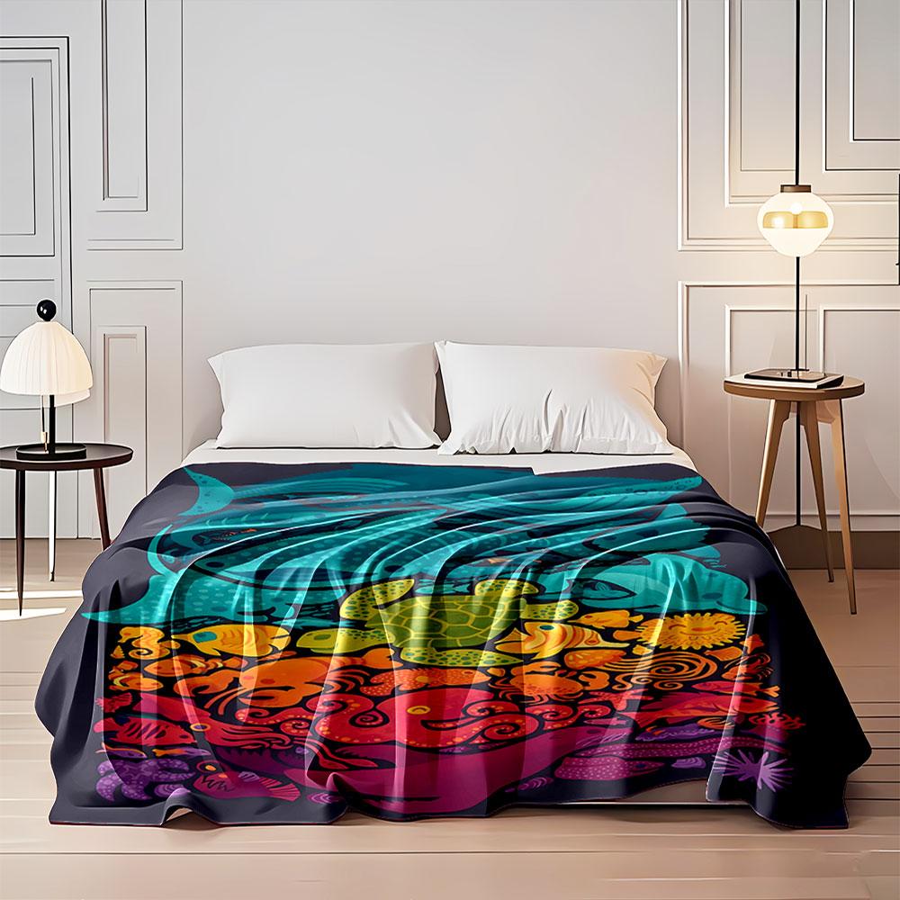 Ocean Creatures Blanket for all seasons blanket lunch break throw gift