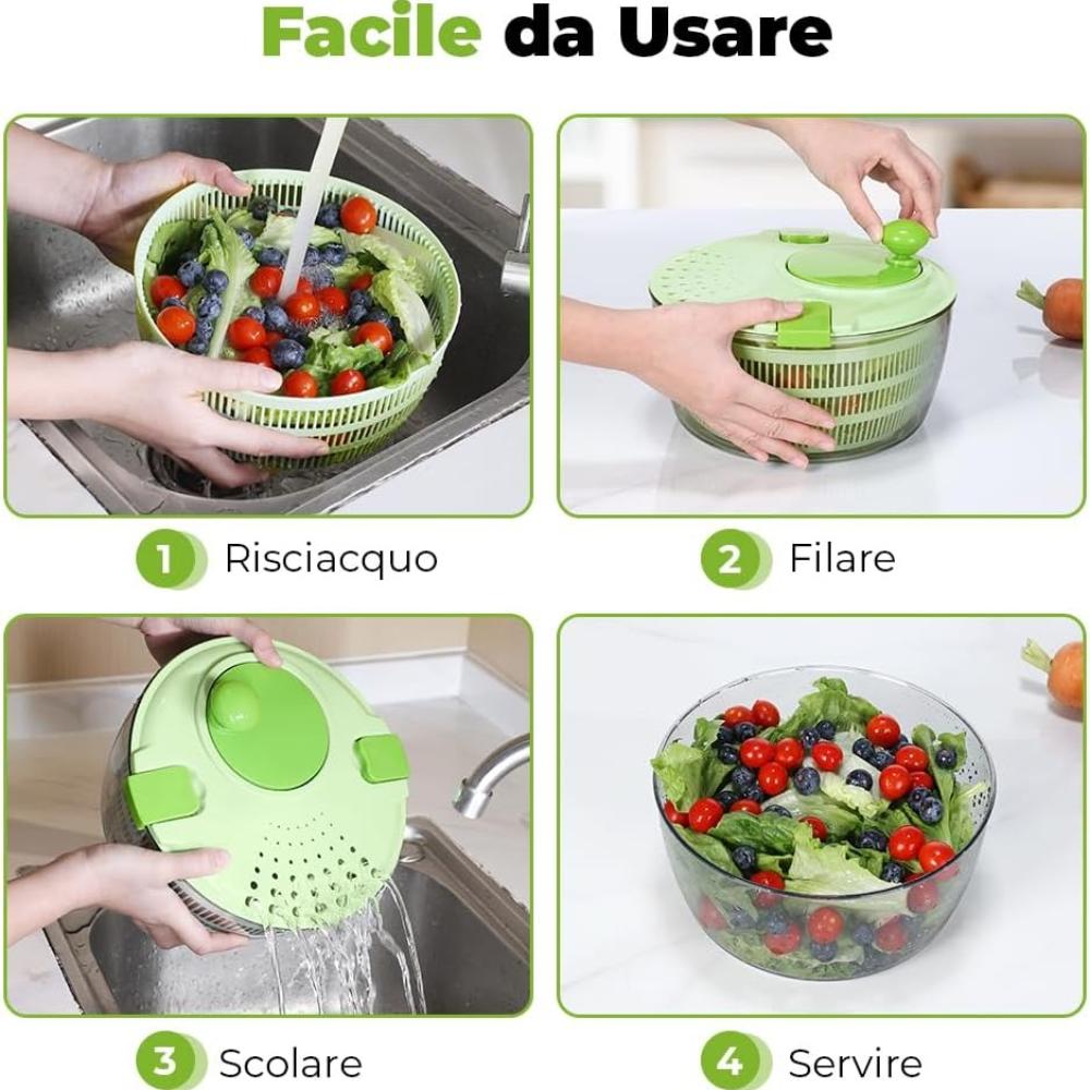 Vihoom Salad Centrifugal, Large Capacity 4.5L Salad Dryer, Kitchen Salad Squeezes with Bowl and Mesh Basket, Washes and Dries Vegetables and Fruits