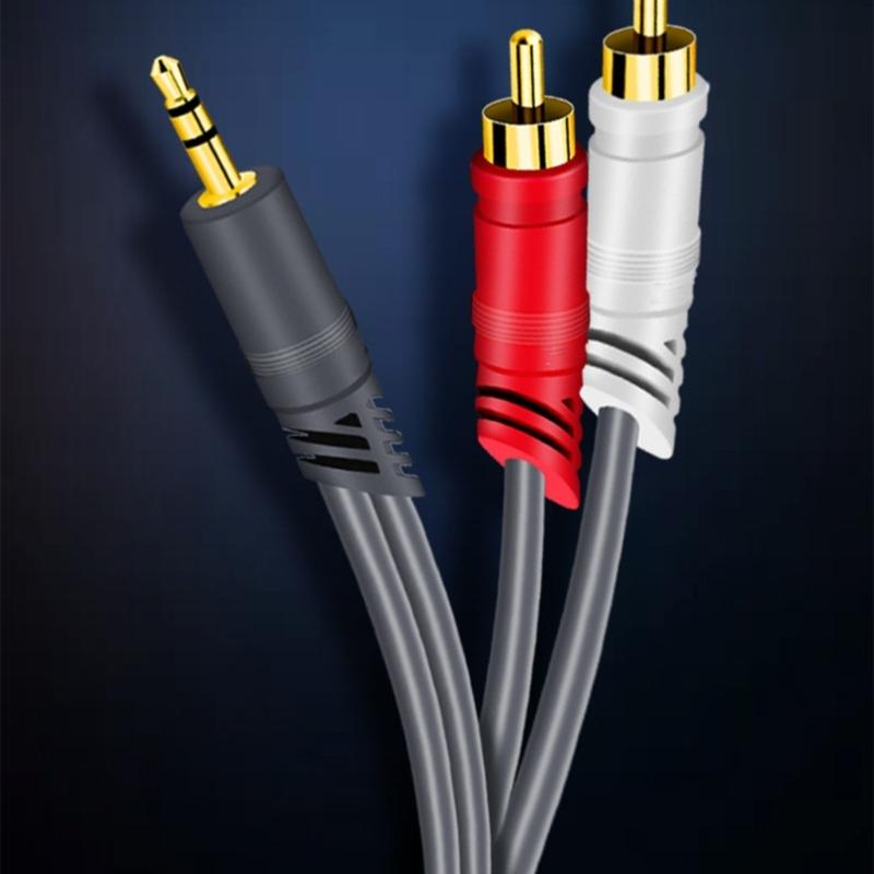 Quality 3.5mm Male To Double RCAs Audios Cable Featuring AntiInterference Design Wire Corrosion Resistant Connectors