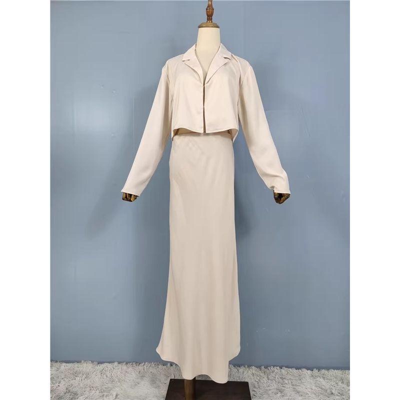 

Экспорт Одиночный WA Домашний Плед Удобный Сатин Длинный Рукав Скрытый Крючок Сексуальный Топ Юбка с Завышенной Талией Рыбий Хвост Миди Комплект Платья Двухпредметный Комплект Champagne S