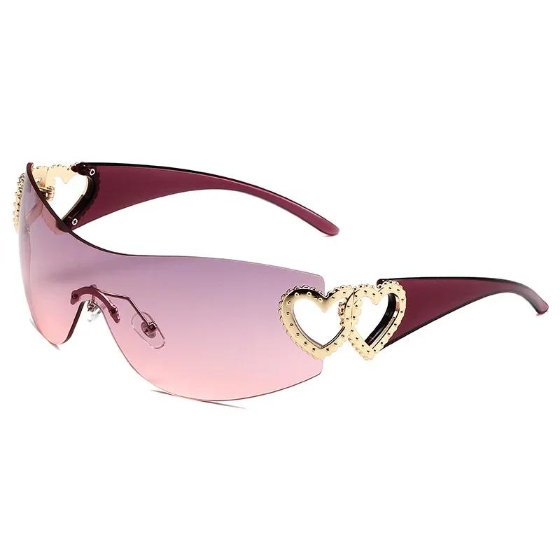 Sunscreen Sunglasses for Women High-end All-in-one Hollow-out Frameless Heart-shaped Glasses UV400 Material