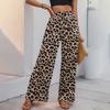 Pantalons et capris taille haute à imprimé léopard décontractés pour femmes