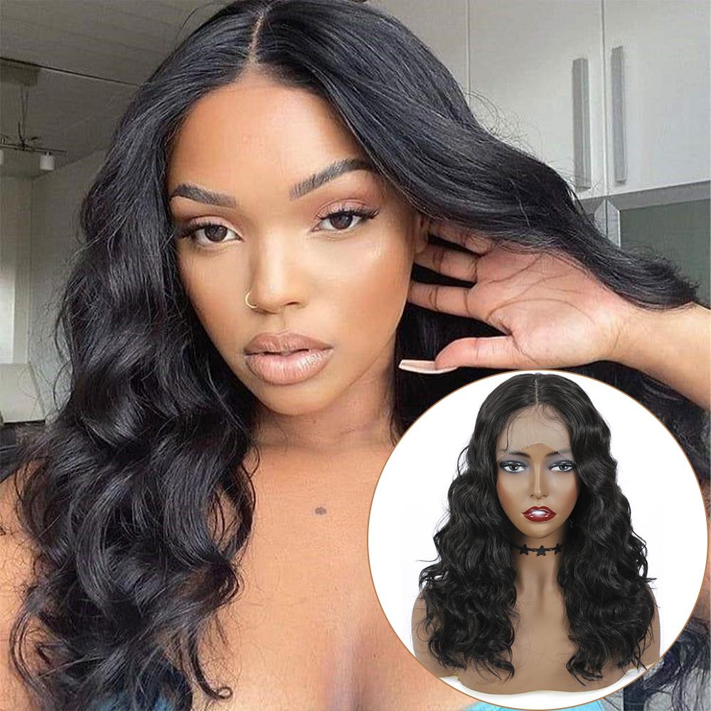 X-TRESS Synthetic Lace Front Wigs For Black Women Loose Wave Middle Part Transparent Swiss Lace Soft Natural Brown Wavy Hair Wig