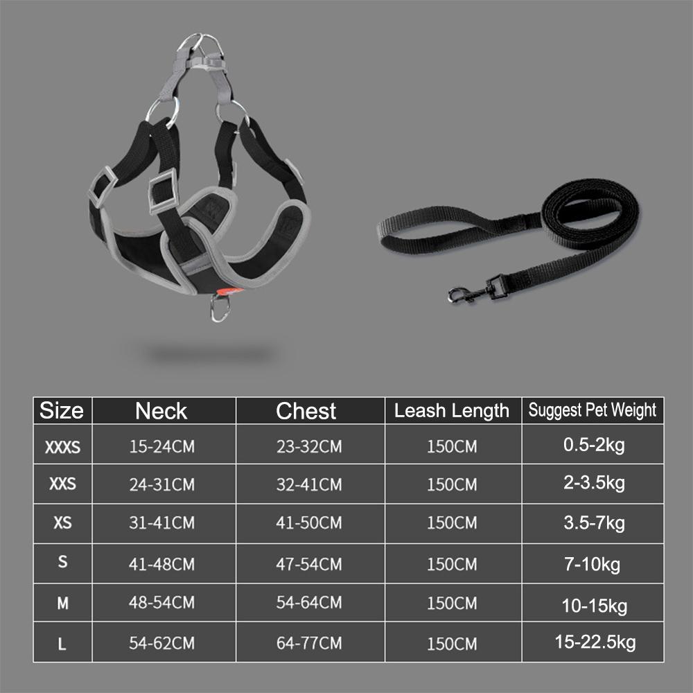 

Dog Harness Leash Set Puppy Cat Reflective Strap Vest Leashes Pet Harness For Small Medium Dog XS for 3.5-7kg чёрный
