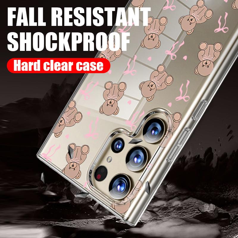 Etui na telefon z wzorem misia kreskówkowego dla Samsung Galaxy S26 S25 S24 S23 Ultra S22 Plus S21 S25 FE A56 A36 A26 A55 A54 A15 Przezroczyste etui