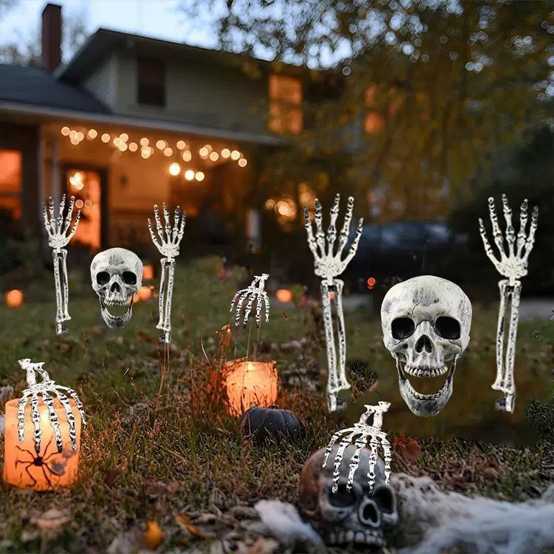 Halloween Skeleton Hands Stakes for Yard Plastic Realistic Zombie Ghost Scary Arm Stake for Outdoor Lawn Props Party Decorations