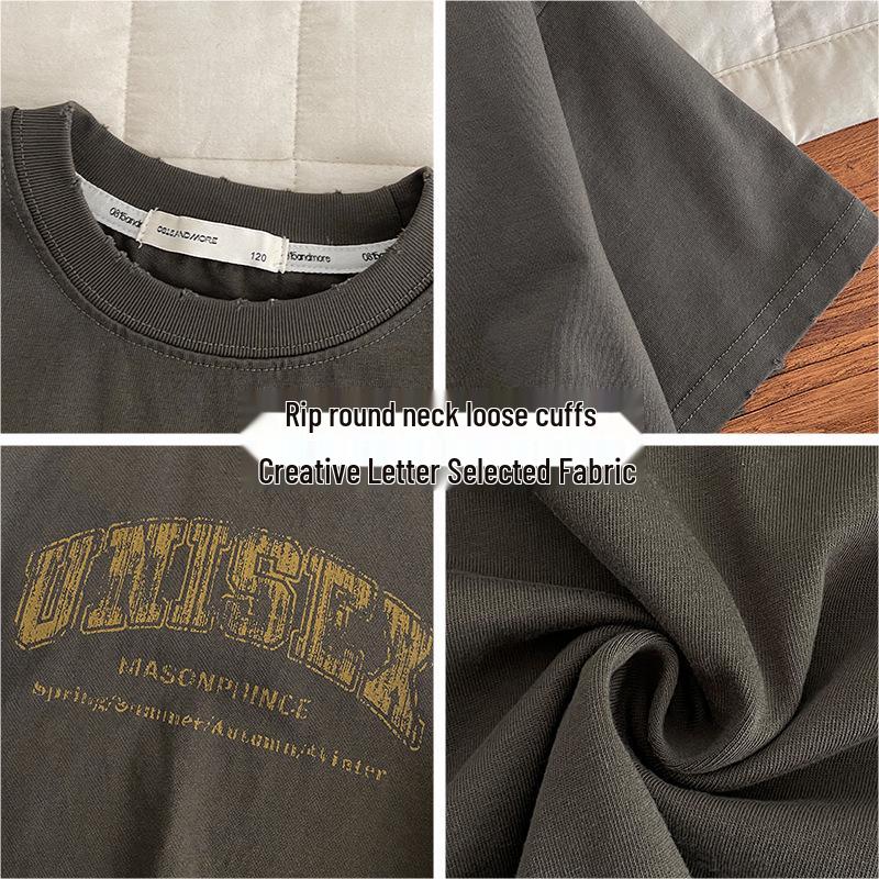 Boys' Trendy Round Neck Short-Sleeve T-Shirt - Summer 2025 Style for Small to Medium Kids