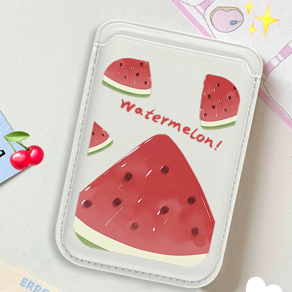 Summer Fruit Watermelon Leather Phone Wallet Case For Magsafe Magnetic Slim Back Pocket Shockproof Durable Stylish Cover