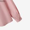ZANZEA Blusa Casual da Donna con Scollo a V e Maniche Lunghe Larghe