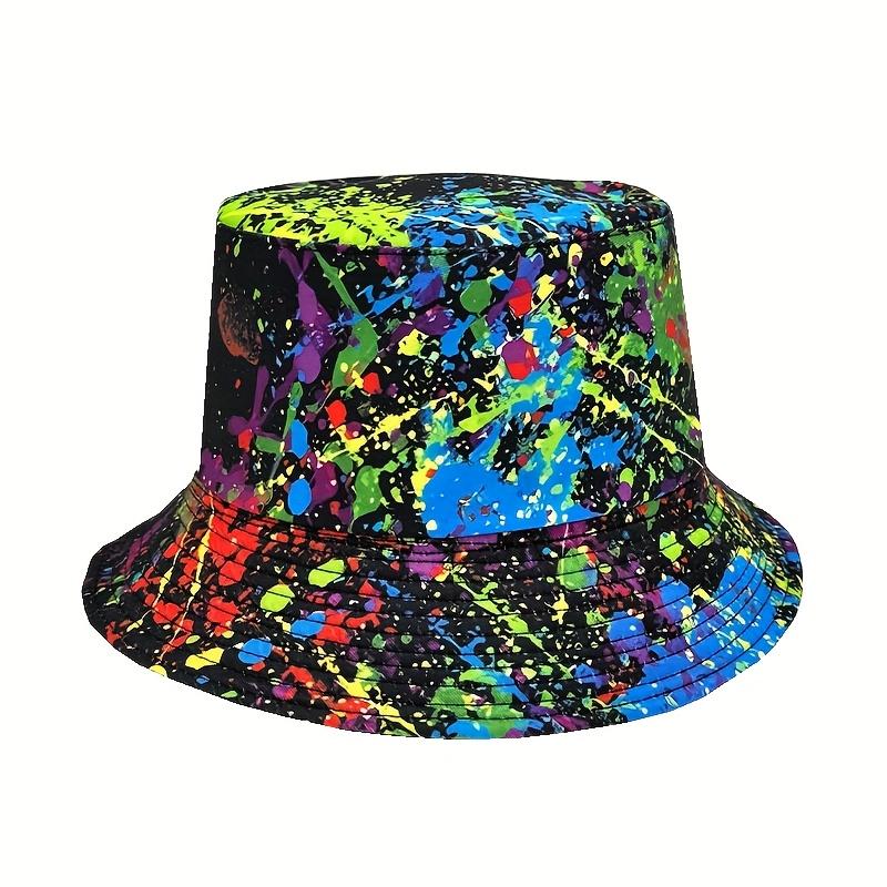 

Colorful Tie-Dye Splatter Digital Printed Reversible Bucket Hat a Lightweight Trendy Fisherman S Cap Suitable for Men And Women
