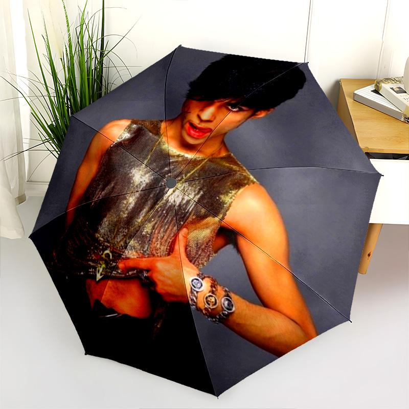 Purple Rain Folding Umbrella Suitable For All Seasons 8 Paraphenoid Bones Printing Umbrella Outdoor