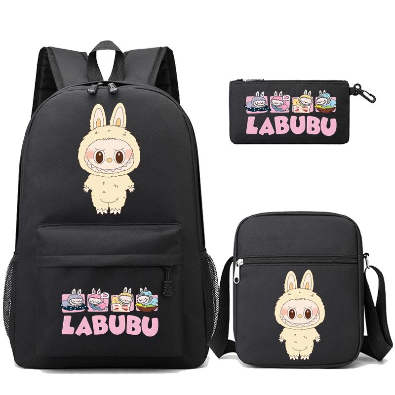 3Pcs/set Cute Printed Backpack with Shoulder Bag Pencil Case Student Girl Boy Schoolbag Large Capacity Bookbag Travel Bag