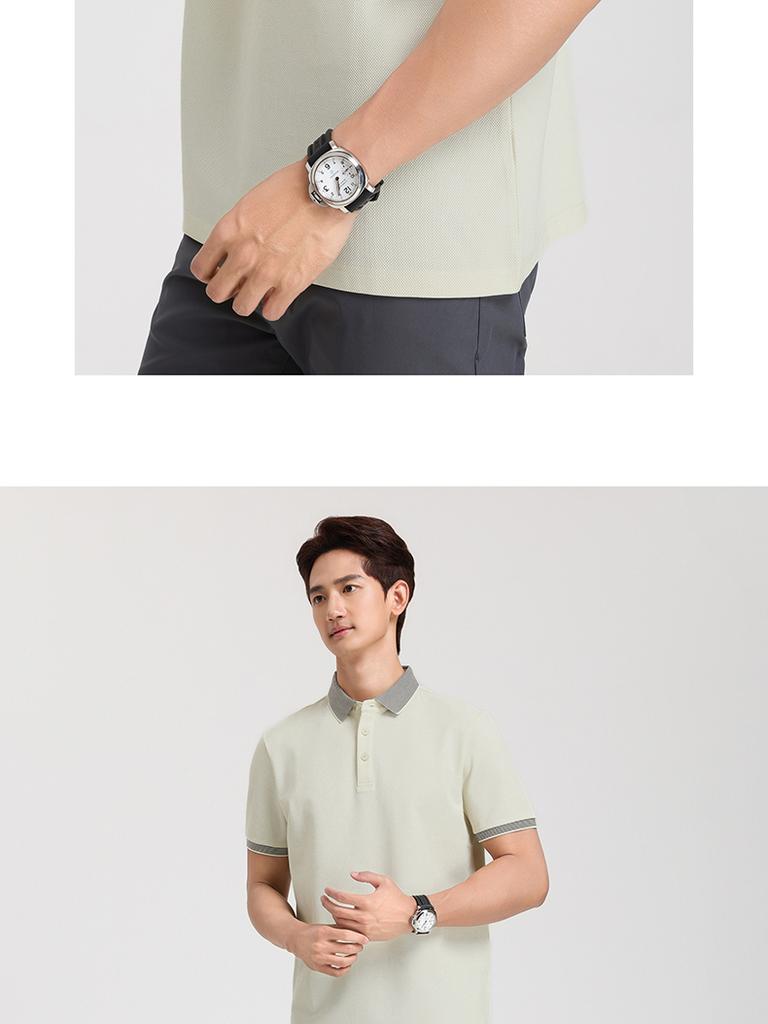 Langdeng Men's Summer Business and Leisure Cool Polo Shirt with Mulberry Silk