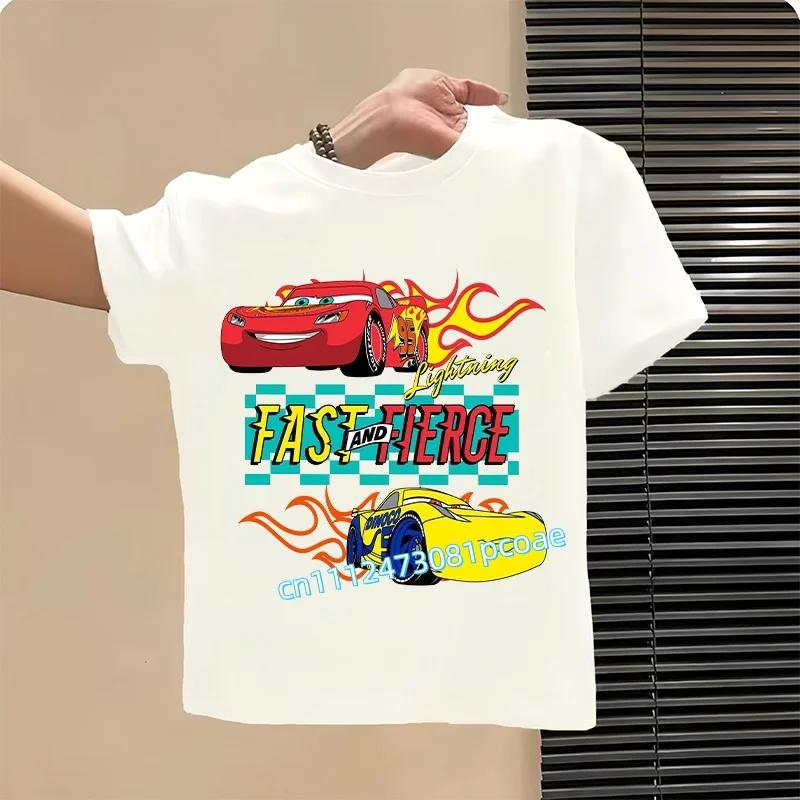 2026 Cars of the Universe Children's Pure Cotton Short-Sleeved Boys' Sports Shirt Girls' Casual Top Cartoon Print Summer T-Shirt