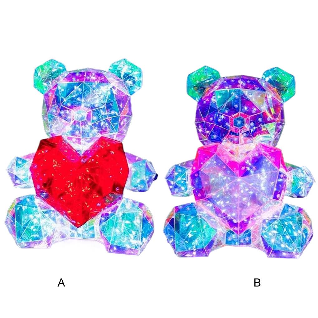 Red Night Light Crystal LED Lights Room Who Teddy Light Enjoy Lovely Room LED Lights Adjustable People Decorations