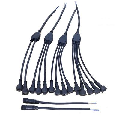 Cabo Divisor de Fio à Prova d'Água de 2 Pinos com Conector Fêmea para Exterior IP67 1 para 2 3 4 5 Conectores de Cabo Elétrico Tipo Y para Fita de LED