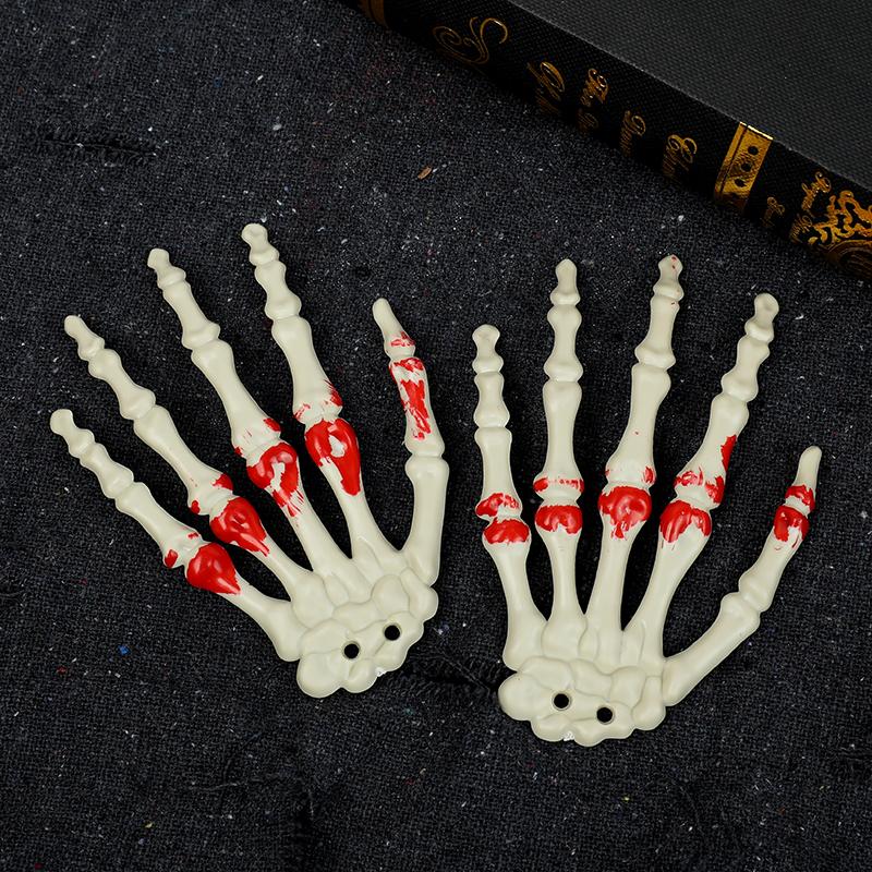 1pair Halloween Fake Skeleton Hands Bone Scary Human Hand Horror Props for Halloween Party Decoration Supplies Haunted House