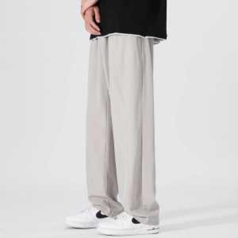 Men Summer Black Ice Silk Wide Leg Quick Dry Pants