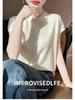Women's Polo Collar Wool Knit Short Sleeve Casual T-Shirt for Spring/Summer