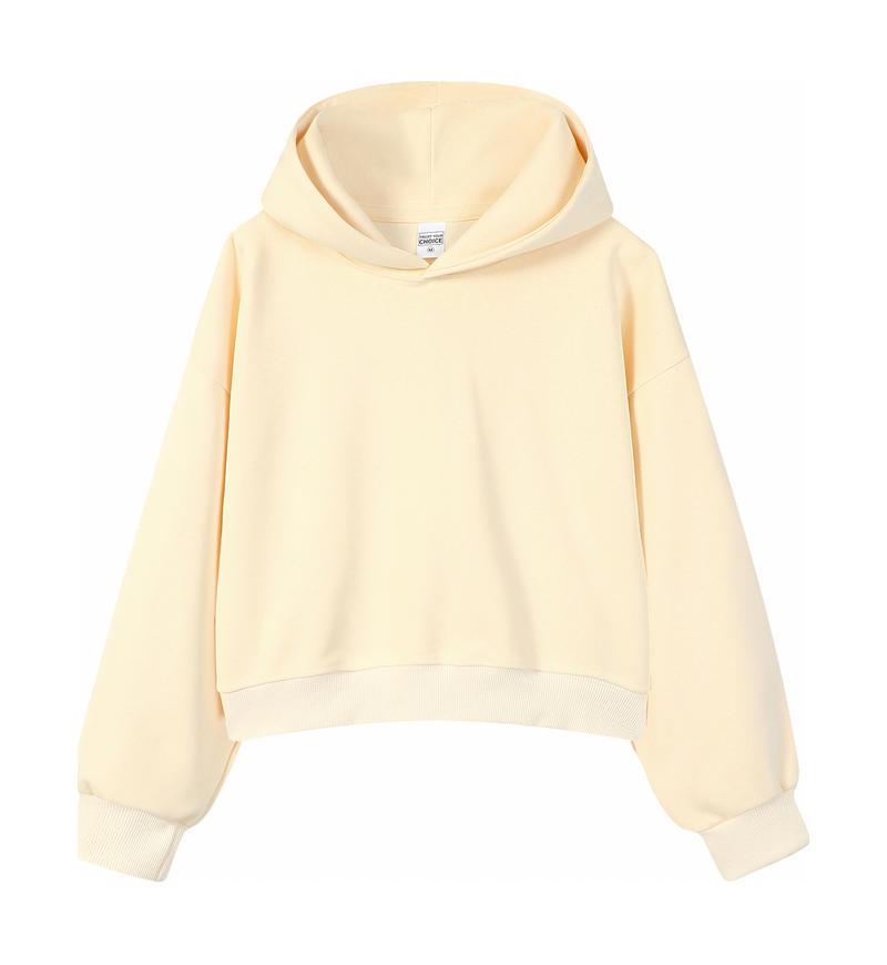 Silver Fox Velvet Women's 450g Heavyweight Hooded Sweatshirt - Short, Trendy Drop Shoulder Pullover for Autumn/Winter