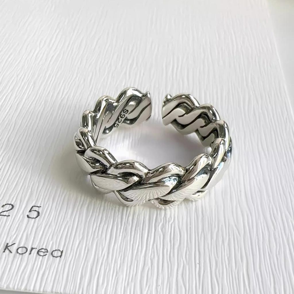 925 Sterling Silver Trend Arched Wide Ring For Female Geometry Punk Design Jewelry Asymmetric Gift Dropshipping