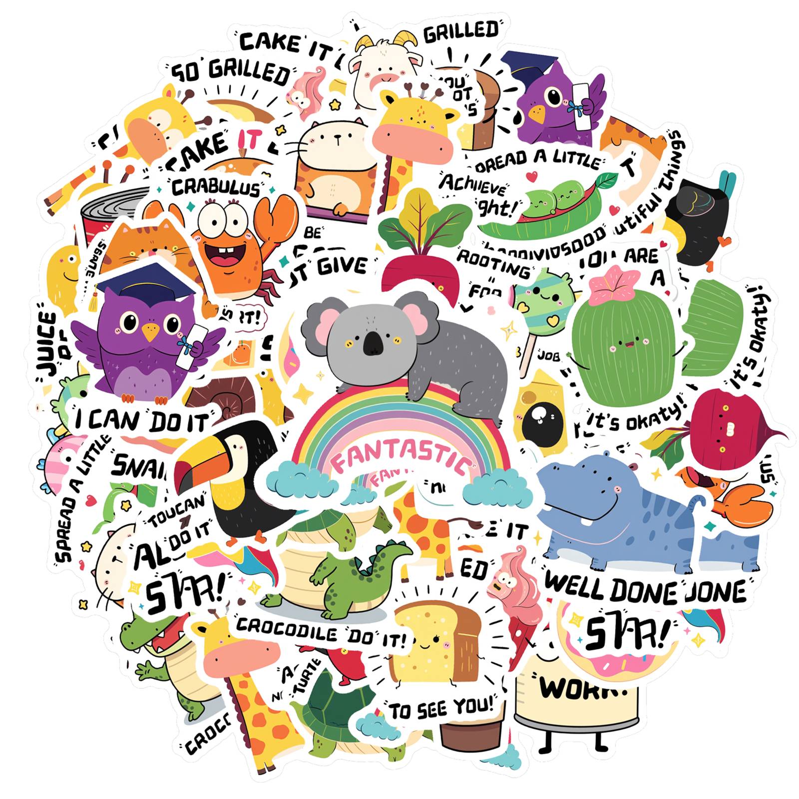 35pcs Fun Motivation Stickers Playful Animal Stationery Stickers Animal Stickers For DIY Phone Guitar Laptop Notebook Suitcase